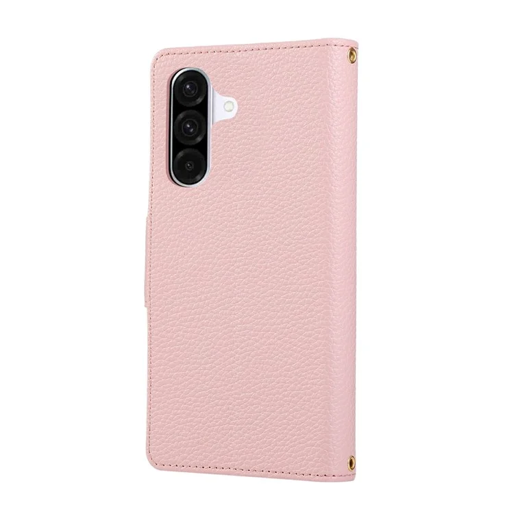 For Samsung Galaxy S25 / S24 Case Zipper Wallet Leather Phone Cover with Wrist Strap - Pink