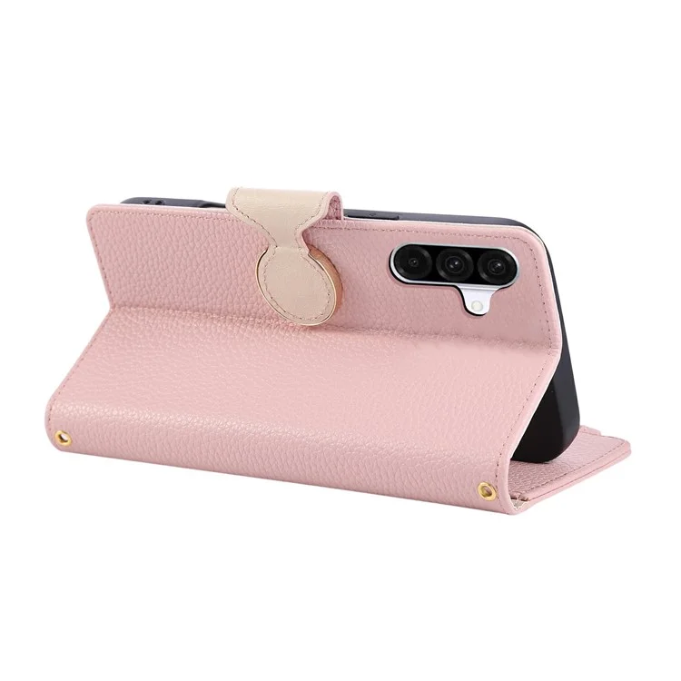 For Samsung Galaxy S25+ / S24+ Case Zipper Wallet Leather Phone Cover with Wrist Strap - Pink