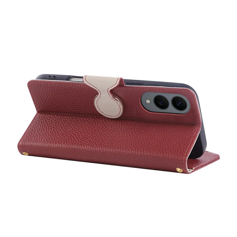 For Samsung Galaxy S25 Edge Case Zipper Wallet Leather Phone Cover with Wrist Strap - Wine Red