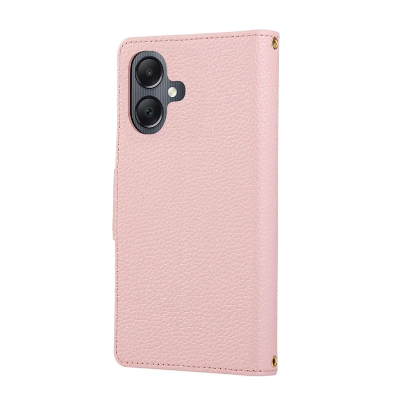 For Samsung Galaxy A06 4G / 5G Case Zipper Wallet Leather Phone Cover with Wrist Strap - Pink