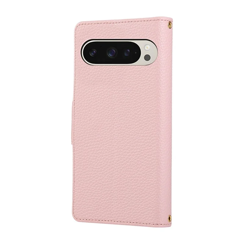 For Google Pixel 9 Pro XL Case Zipper Wallet Leather Phone Cover with Wrist Strap - Pink
