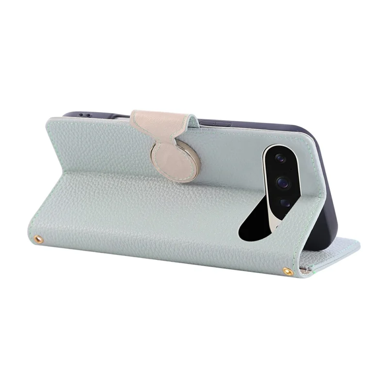 For Google Pixel 9 Pro XL Case Zipper Wallet Leather Phone Cover with Wrist Strap - Cyan