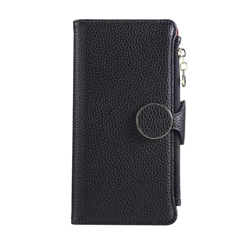 For Google Pixel 8 Pro Case Zipper Wallet Leather Phone Cover with Wrist Strap - Black