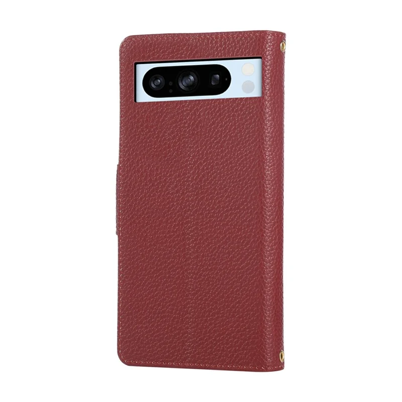 For Google Pixel 8 Pro Case Zipper Wallet Leather Phone Cover with Wrist Strap - Wine Red