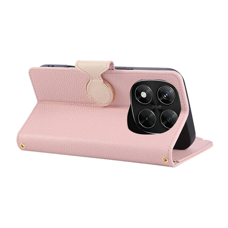 Phone Case For Xiaomi Redmi Note 14 Pro 5G / Note 14 Pro+ 5G / Poco X7 5G , Zipper Wallet Leather Cover with Wrist Strap - Pink