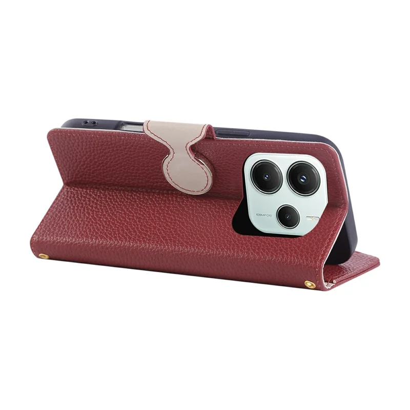 For Xiaomi Redmi Note 14 4G (163.25mm) Case Zipper Wallet Leather Phone Cover with Wrist Strap - Wine Red