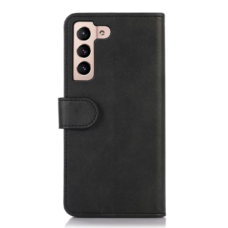 Pour Samsung Galaxy S23 Cowhide Texture PU Leather Wallet Folio Phone Case Stand Feature Magnetic Flip Shockproof Protective Cover - Black