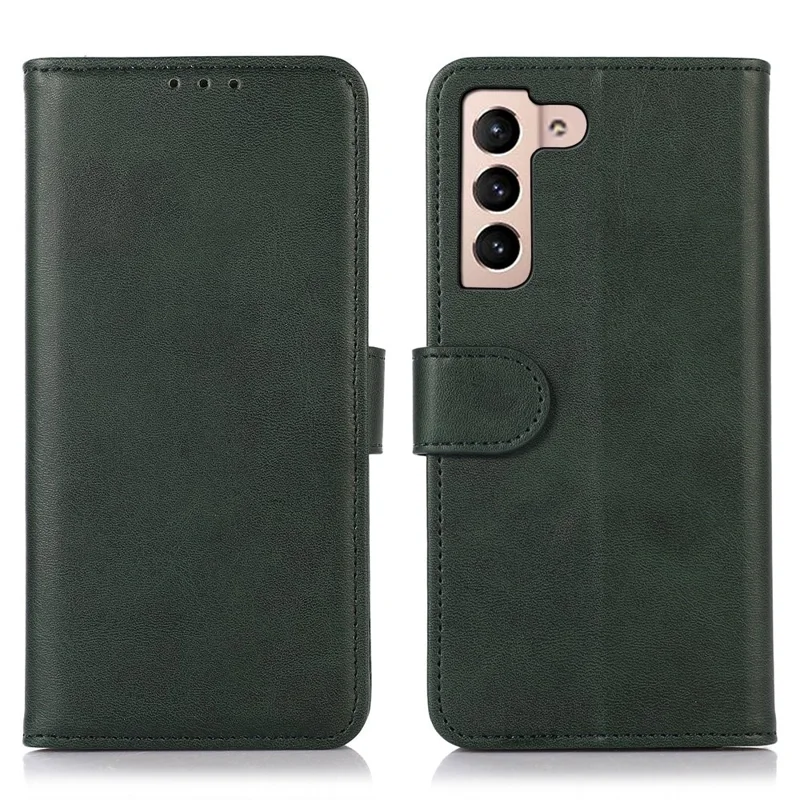 For Samsung Galaxy S23 Cowhide Texture PU Leather Wallet Folio Phone Case Stand Feature Magnetic Flip Shockproof Protective Cover - Green