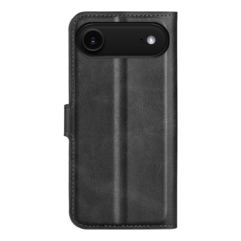 For iPhone Air Stand Case Anti-Scratch Calf Texture Leather Phone Cover - Black