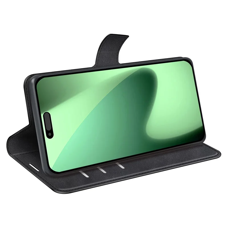 For iPhone 18 Pro / 17 Pro Stand Case Anti-Scratch Calf Texture Leather Phone Cover - Black
