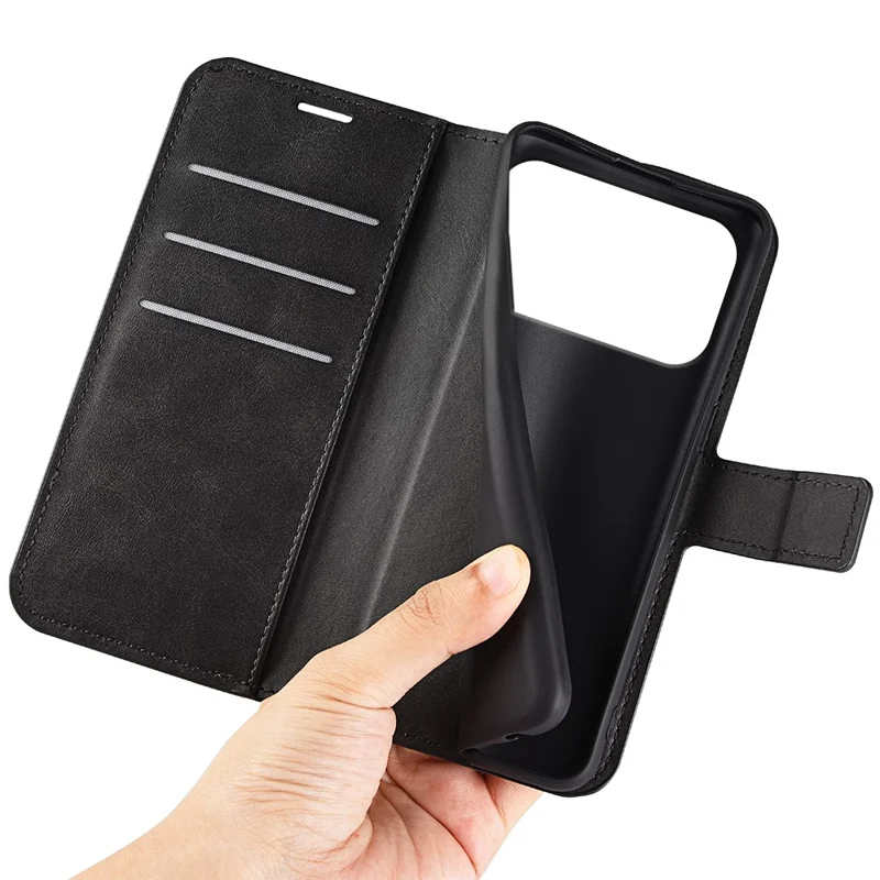 For iPhone 18 Pro / 17 Pro Stand Case Anti-Scratch Calf Texture Leather Phone Cover - Black