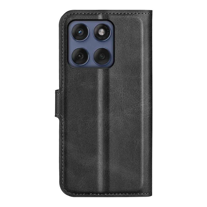 For Motorola Edge 60 Fusion 5G Stand Case Anti-Scratch Calf Texture Leather Phone Cover - Black