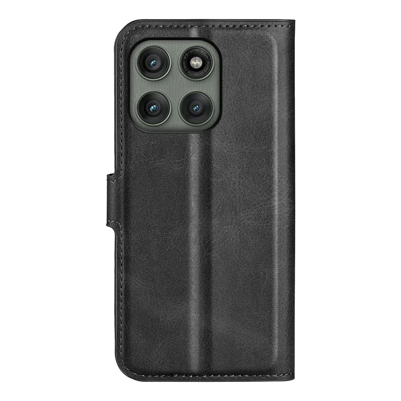 Funda con Soporte para Motorola Edge 60 Pro 5G Antiarañazos de Cuero con Textura de Becerro - Negro