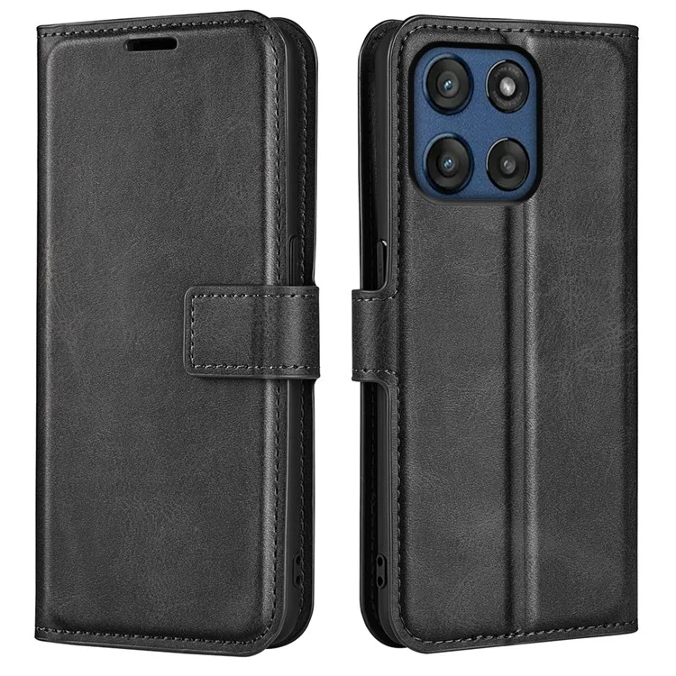 For Motorola Moto G Stylus 5G (2025) Stand Case Anti-Scratch Calf Texture Leather Phone Cover - Black