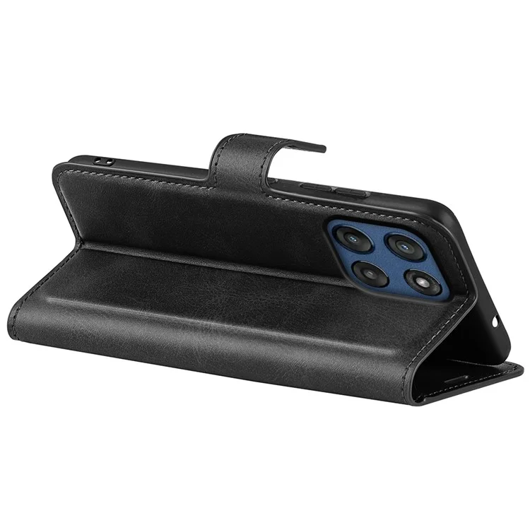 For Motorola Moto G Stylus 5G (2025) Stand Case Anti-Scratch Calf Texture Leather Phone Cover - Black