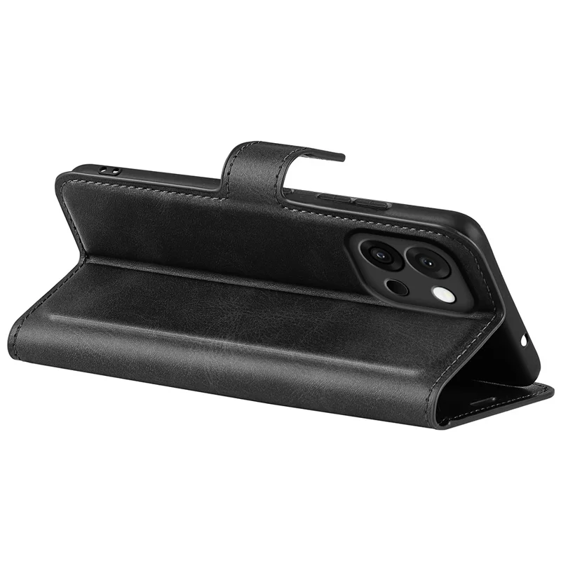For OnePlus 13T 5G Stand Case Anti-Scratch Calf Texture Leather Phone Cover - Black