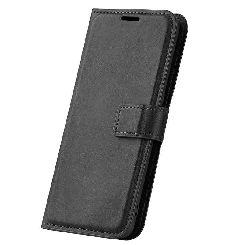 For OnePlus 13T 5G Stand Case Anti-Scratch Calf Texture Leather Phone Cover - Black