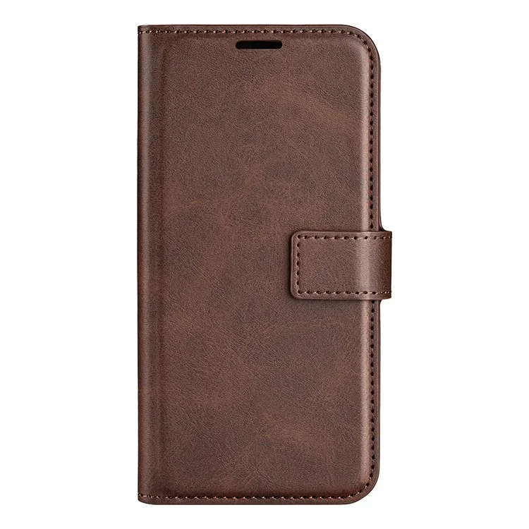 For OnePlus 13T 5G Stand Case Anti-Scratch Calf Texture Leather Phone Cover - Brown