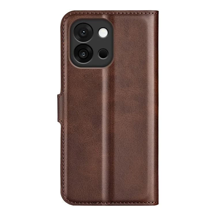 For OnePlus 13T 5G Stand Case Anti-Scratch Calf Texture Leather Phone Cover - Brown