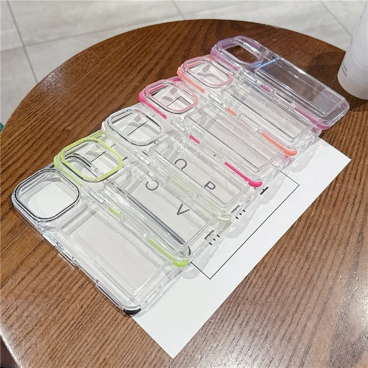For iPhone 16 Pro Max Case Transparent PC + TPU Shockproof Phone Cover with Card Holder - Fluorescent Green