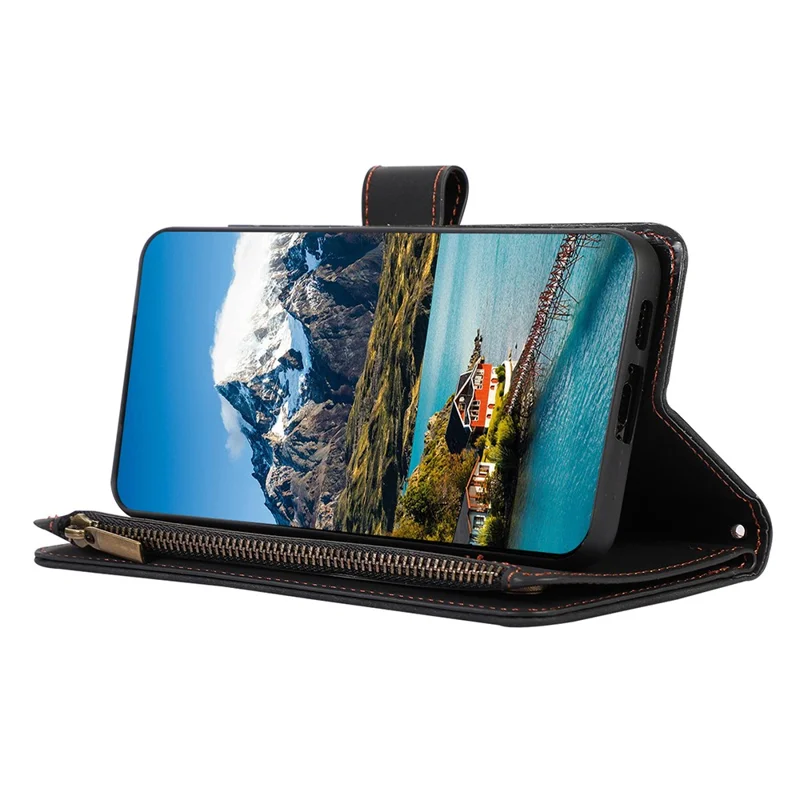 For Google Pixel 9 / 9 Pro Case 9 Card Slots Rhombus Design Leather Phone Cover with Wrist Strap - Black