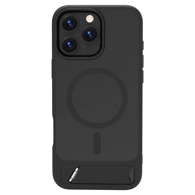 LEREACH Le-Chic Series For iPhone 16 Pro Max Case Compatible with MagSafe Kickstand TPU + PC Phone Cover - Black