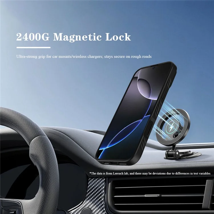 LEREACH Le-Chic Series For iPhone 16 Pro Max Case Compatible with MagSafe Kickstand TPU + PC Phone Cover - Black