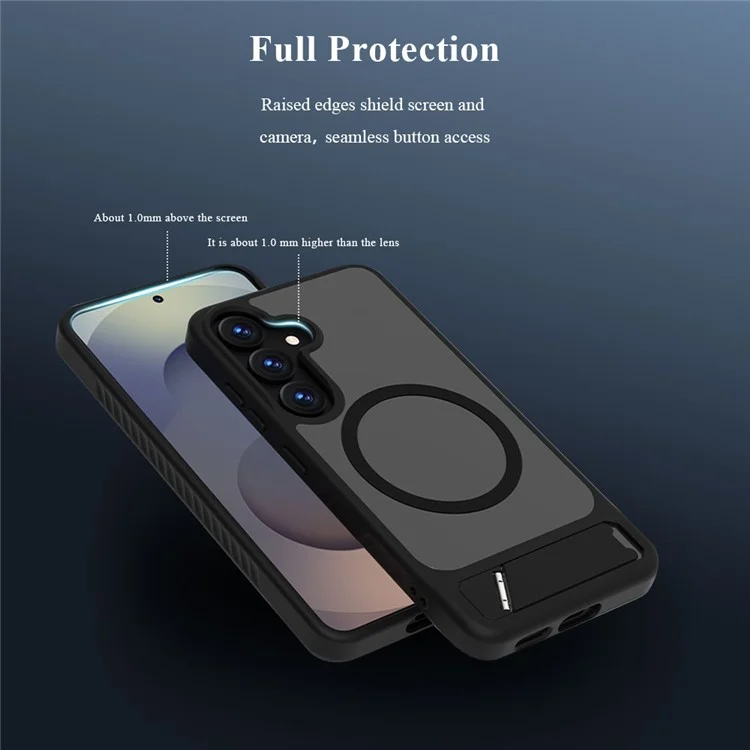 LEREACH Serie Le-Chic para Funda de Samsung Galaxy S2 / S24 Compatible con MagSafe con Soporte Plegable - Carcasa de TPU + PC - Negro