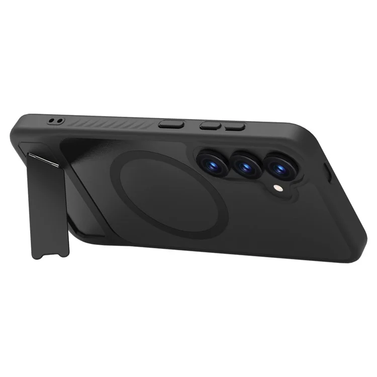 LEREACH Serie Le-Chic para Funda de Samsung Galaxy S2 / S24 Compatible con MagSafe con Soporte Plegable - Carcasa de TPU + PC - Negro