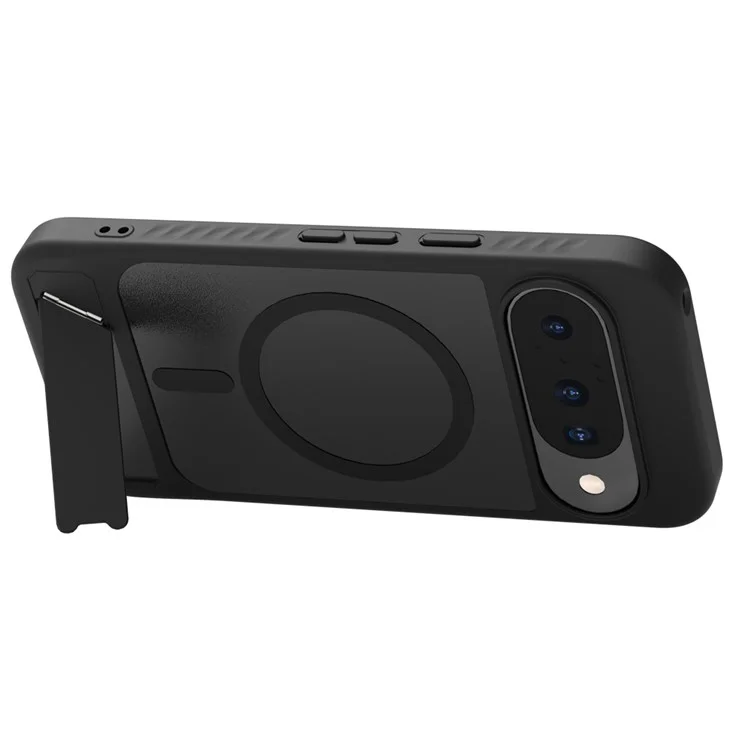 LEREACH Le-Chic Series Phone Case For Google Pixel 10 / 10 Pro / 9 / 9 Pro , Compatible with MagSafe Kickstand TPU + PC Cover - Black