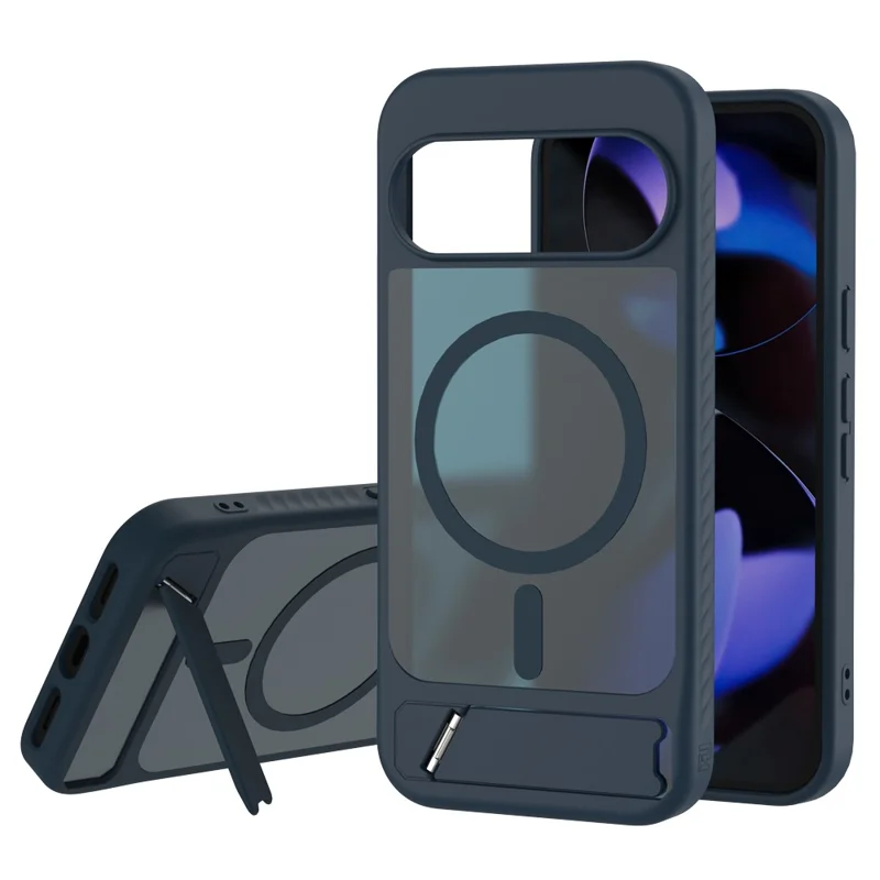 LEREACH Le-Chic Series Phone Case For Google Pixel 10 / 10 Pro / 9 / 9 Pro , Magnetic Case Kickstand TPU + PC Cover - Blue