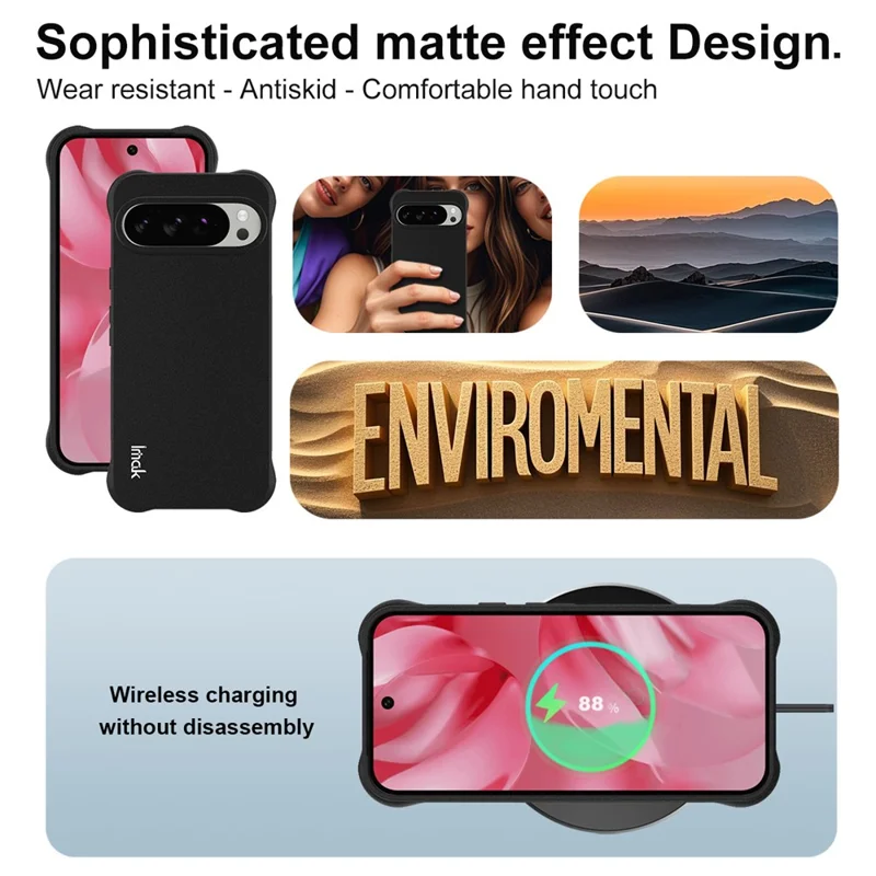 IMAK For Google Pixel 10 / 10 Pro Case TPU Phone Cover Airbag Shockproof Protection - Matte Black