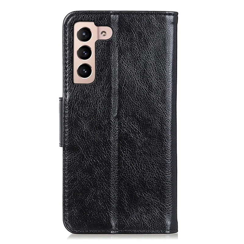 Anti-scratch Phone Case For Samsung Galaxy S23 Nappa Texture Split Leather Magnetic Flip Folio Wallet Stand Protective Phone Cover - Black