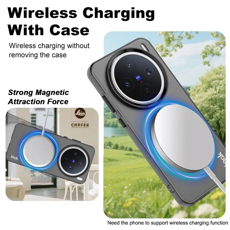 IMAK For vivo X200s 5G Case Compatible with MagSafe Candy Color Anti Drop TPU + PET Back Cover - Black