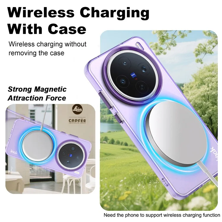 IMAK For vivo X200s 5G Case Compatible with MagSafe Candy Color Anti Drop TPU + PET Back Cover - Purple