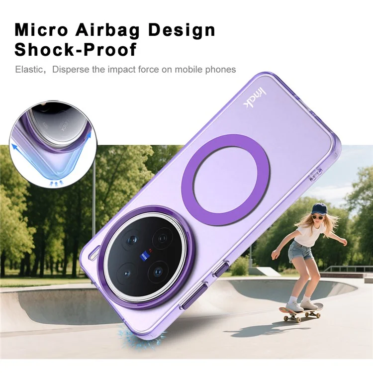 IMAK For vivo X200s 5G Case Compatible with MagSafe Candy Color Anti Drop TPU + PET Back Cover - Purple