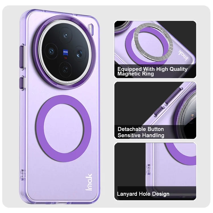 IMAK For vivo X200s 5G Case Compatible with MagSafe Candy Color Anti Drop TPU + PET Back Cover - Purple