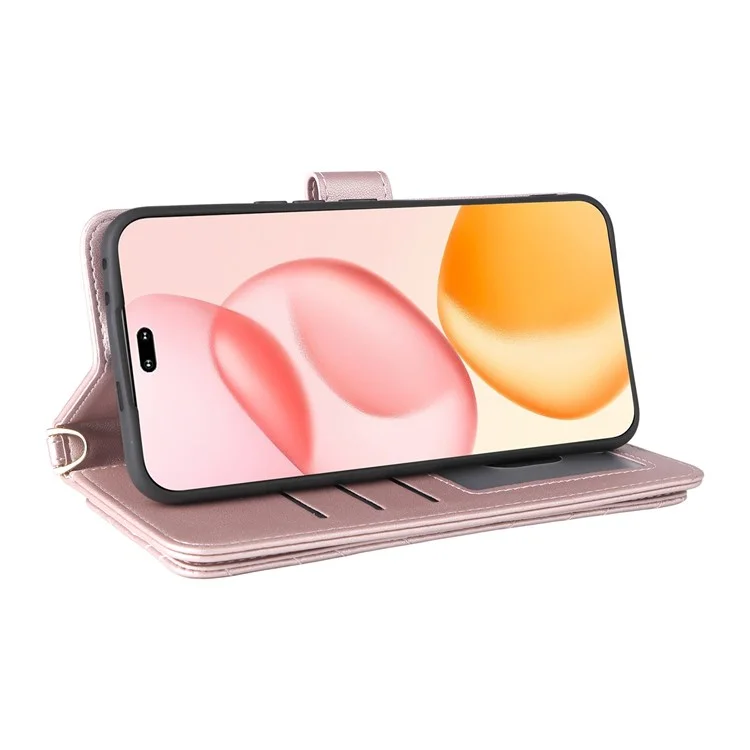 For Honor 400 Pro 5G (Global) Case with Shoulder / Wrist Strap Leather Phone Cover Stand Wallet - Pink