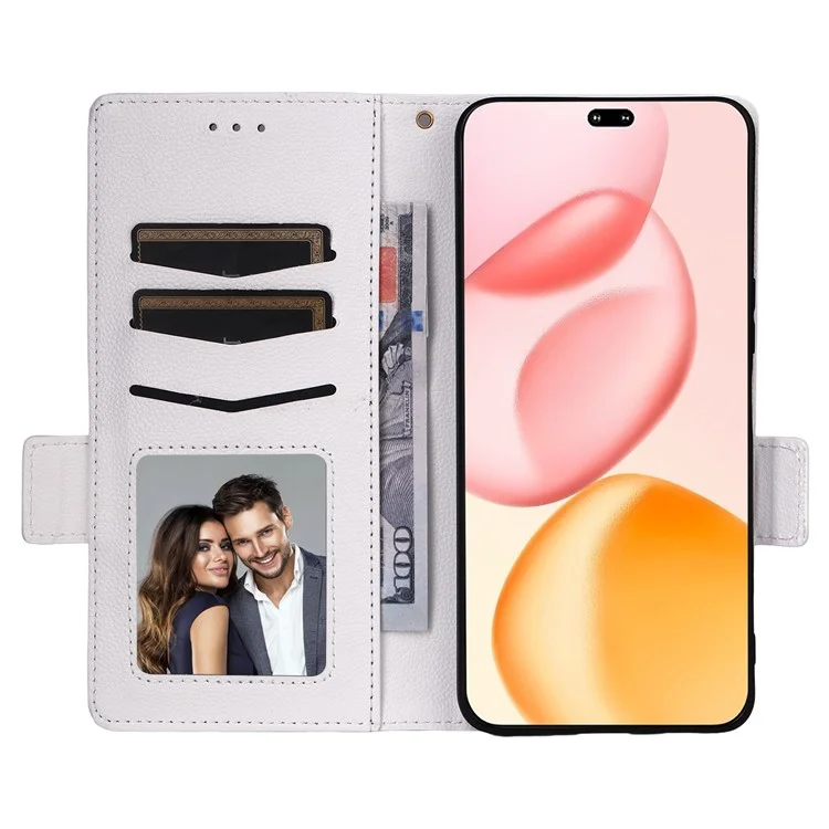 For Honor 400 Pro 5G (Global) Case with Wrist Strap Litchi Texture PU Leather Wallet Phone Cover - White