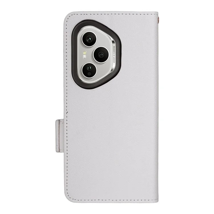 For Honor 400 Pro 5G (Global) Case with Wrist Strap Litchi Texture PU Leather Wallet Phone Cover - White