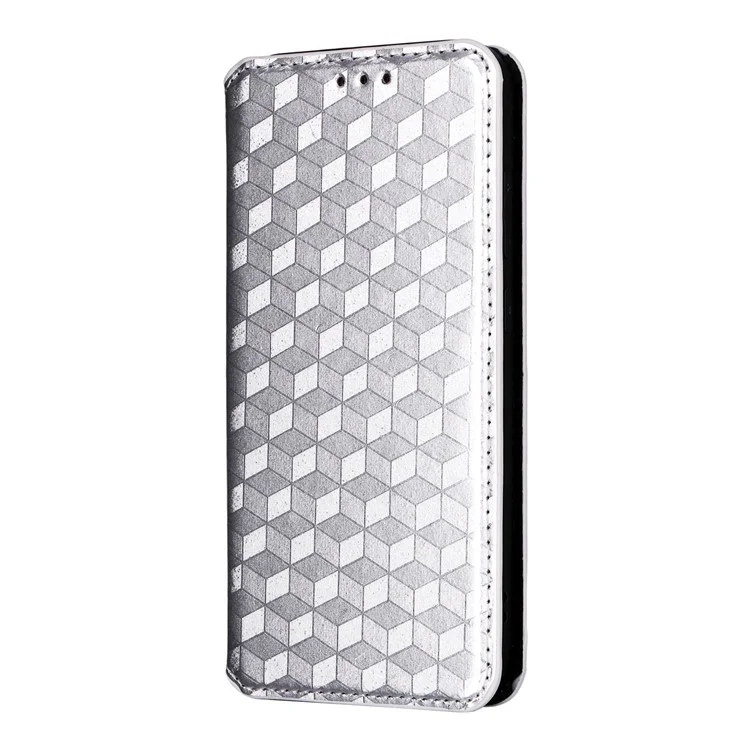 For Honor 400 Pro 5G (Global) Case Wallet Rhombus Imprinted Leather Phone Cover - Silver