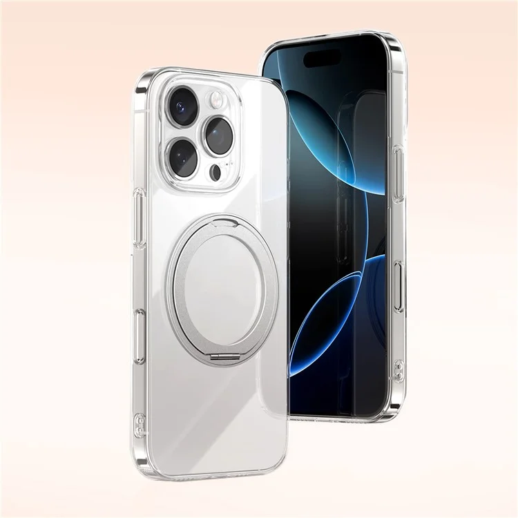 JOYROOM For iPhone 16 Pro Max Case Magnetic Rotating Kickstand Ultra Thin PC Phone Cover - Silver