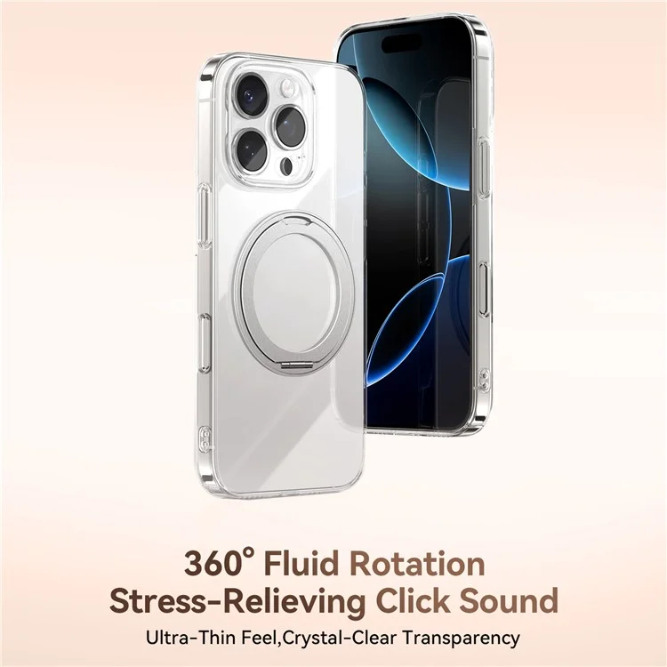 JOYROOM For iPhone 16 Pro Case Magnetic Rotating Kickstand Ultra Thin PC Phone Cover - Silver