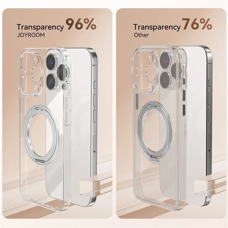 JOYROOM For iPhone 16 Pro Case Magnetic Rotating Kickstand Ultra Thin PC Phone Cover - Silver
