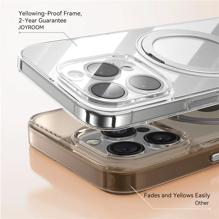 JOYROOM For iPhone 16 Pro Case Magnetic Rotating Kickstand Ultra Thin PC Phone Cover - Silver