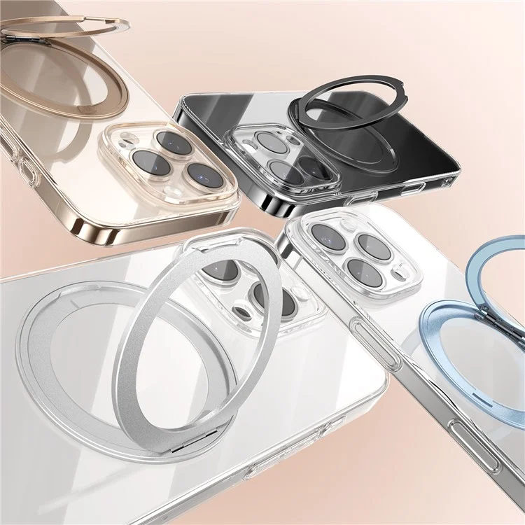 JOYROOM For iPhone 16 Pro Case Magnetic Rotating Kickstand Ultra Thin PC Phone Cover - Silver
