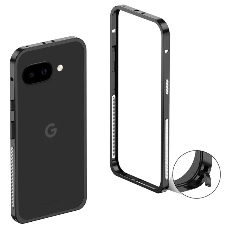 For Google Pixel 9a Bumper Cases Metal Frame Heat Dissipation Cover with Lens Protector - Black