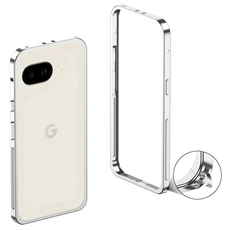 For Google Pixel 9a Bumper Case Metal Frame Heat Dissipation Cover - Silver