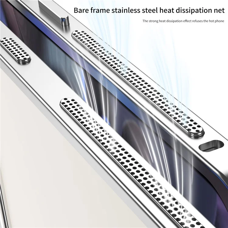 For Google Pixel 9 Pro XL Bumper Cases Metal Frame Heat Dissipation Cover with Lens Protector - Black