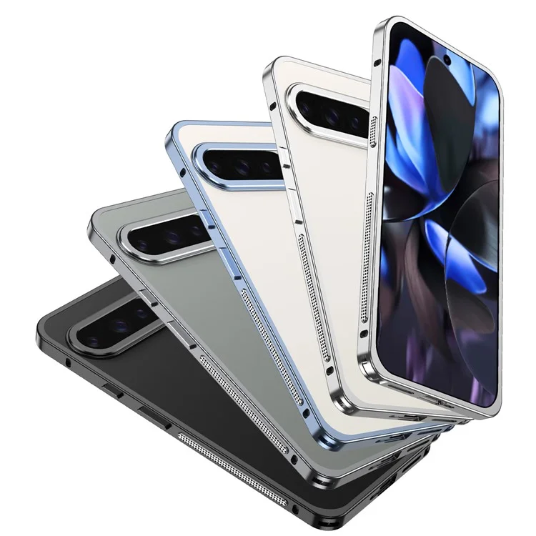 For Google Pixel 9 Pro XL Bumper Cases Metal Frame Heat Dissipation Cover with Lens Protector - Black